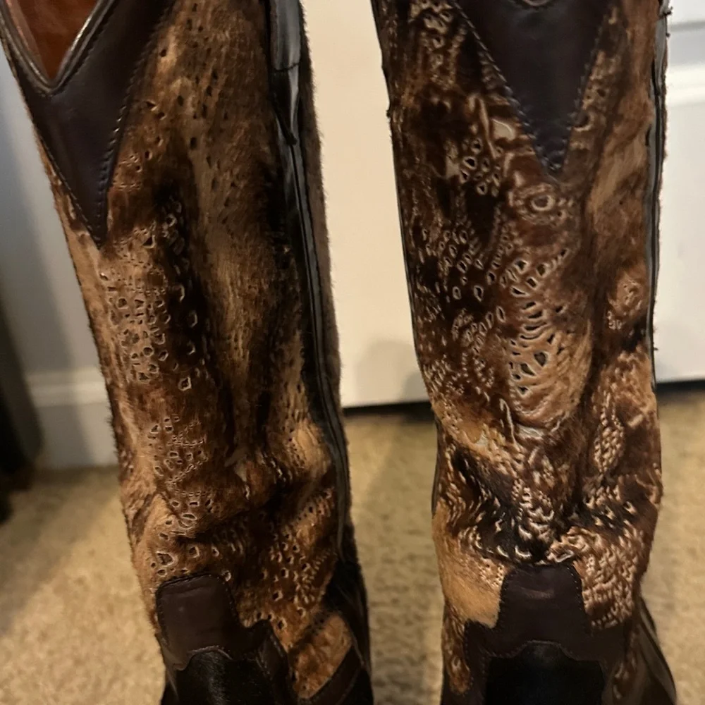 Donald J. Pliner  fur black and Brown Heeled Boots 10.5 - Picture 2 of 7